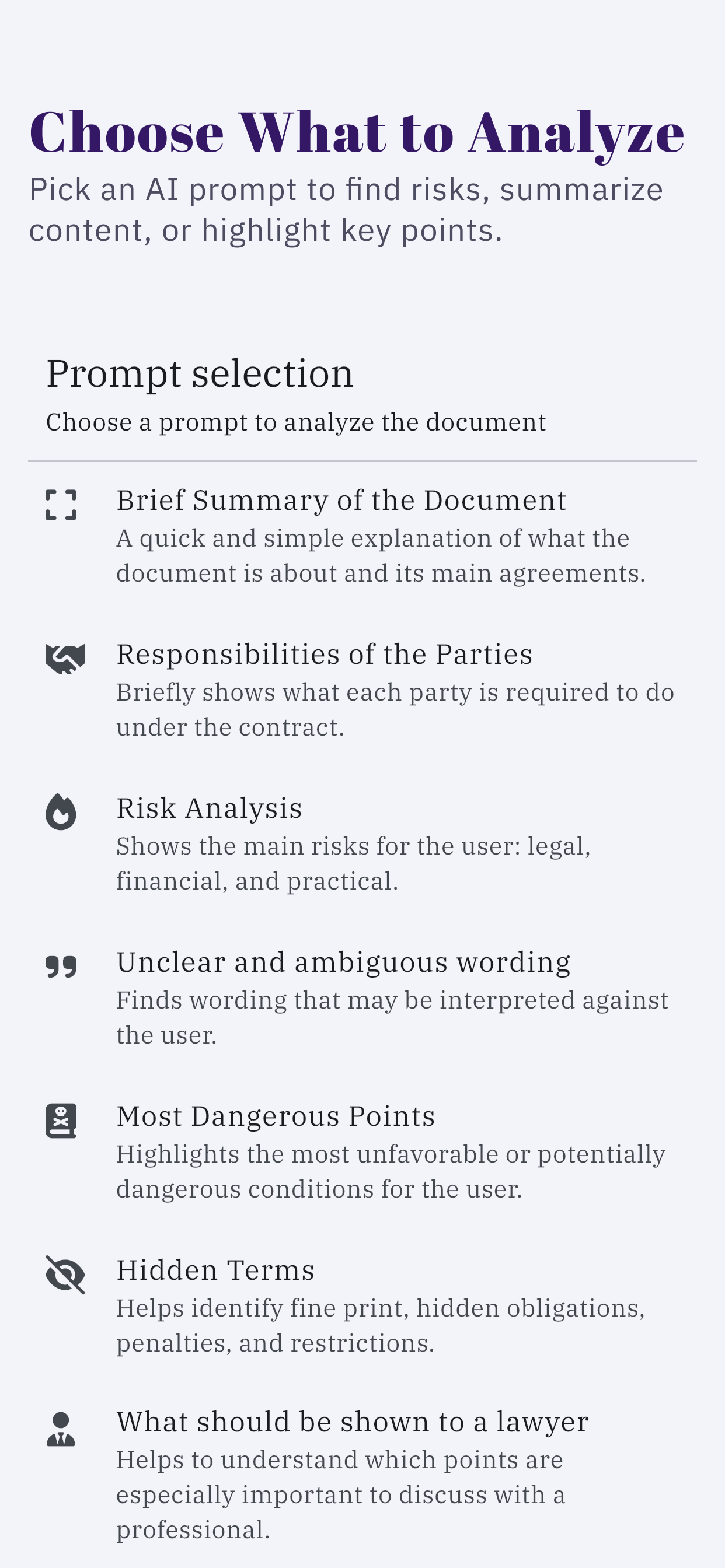 doccee — Choose What to Analyze